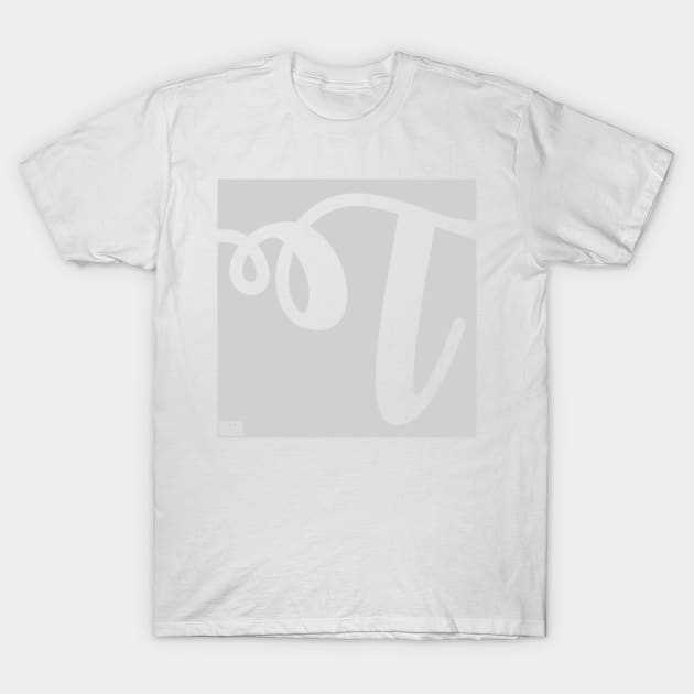 Letter T Elegant Cursive Calligraphy Initial Monogram T-Shirt by porcodiseno